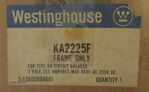 Westinghouse Ka Breaker Frame 2 Pole 225 Amp Ka2225F