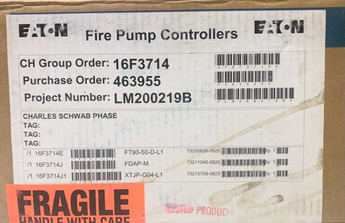 Eaton Fdap-M 120-240 Vac Fire Pump Controller 16F3714 Fdap M 24 V