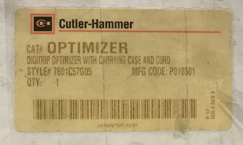 Cutler Hammer Digitrip Optimizer Trip Unit Programmer 7801C57G05