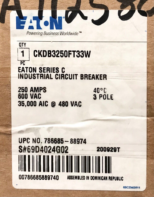 Eaton Ckdb3250Ft33W 250 Amp Type Ckdb Electronic Ls Circuit Breaker 100-250 Amp