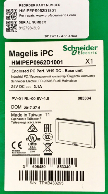 Schneider Electric Hmipep0952D1001 24Vdc Enclosed Pc Magelis Ipcw19 Dc Base Unit