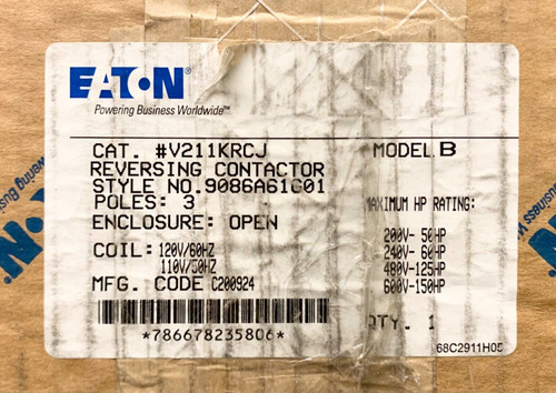 Cutler Hammer V211Krcj 110 120 Vac Size 4 Reversing Vacuum Contactor V211