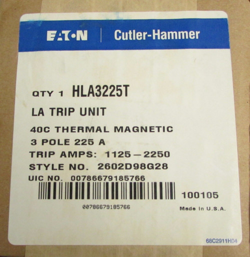 Cutler Hammer Westinghouse Hla3225T 225 Amp La Trip Unit 2602D98G28