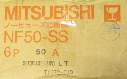 Mitsubishi Nf50 Ss 6P 50A 6 Pole 50 Amp Sht Ac100 120V Lt T0372-20D Breaker