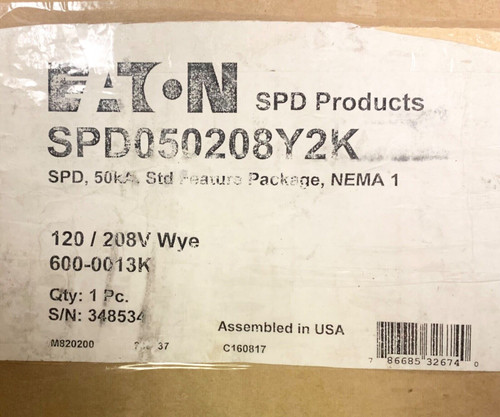 eaton industrial spd050208y2k 120 208 vac wye spd surge protective device 600-0013k nema 1