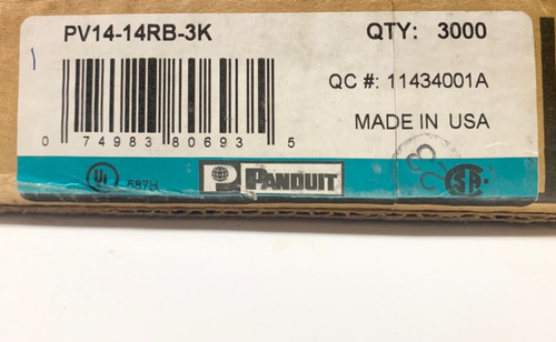 Panduit Pv14 14Rb 3K Blue Crimp On Lug Ring Terminal 14-16 Awg # 1/4