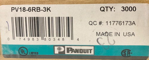 Panduit Pv18 6Rb 3K Red Insulated Crimp On Ring Terminal 18-22 Awg