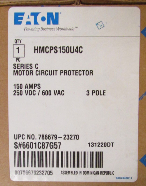 Cutler Hammer Hmcps150U4C 150 Amp Hmcps Motor Circuit Protector