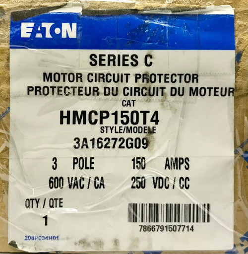 Eaton Hmcp150T4 150 Amp Hmcp Motor Circuit Protector French Canadian Label