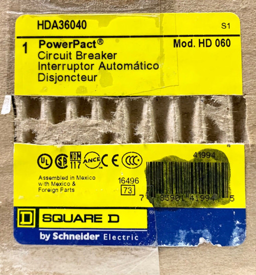 square d industrial hda36040 3 pole 40 amp type hd 060 power pact i line circuit breaker