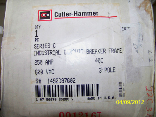 Cutler Hammer 250Amp 3Pole 600Vac Series C Circuit Breaker Frame