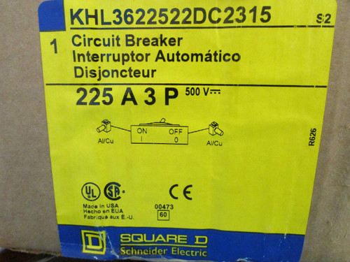 Square D Khl3622522Dc2315 Circuit Breaker 225 Amp 3 Pole 500 V