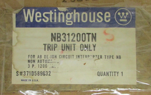 Westinghouse Nb31200Tn 3 Pole 1200 Amp Nb Non Auto Trip Unit 371D589G32