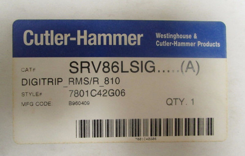 Cutler Hammer Srv86Lsig Digitrip Rms 810 Trip Unit 7801C42G06 Rms/R 810