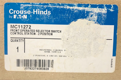 Crouse Hinds Mc11272 Front Operated Selector Switch 2 Position Raintight