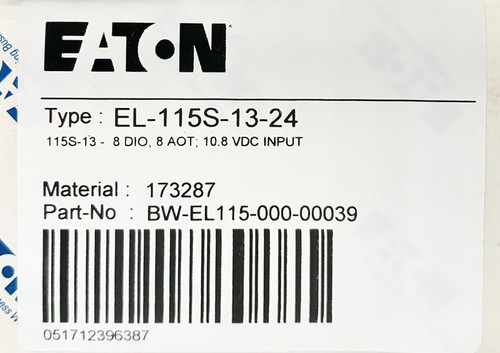 eaton industrial el 115s 13 24 elpro 115s 115s-13 8 dio 8 aot 10.8 vdc input module