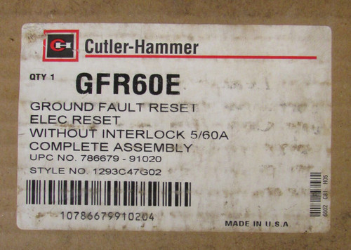 Cutler Hammer Gfr60E Ground Fault Reset Complete Assembly 1293C47G02