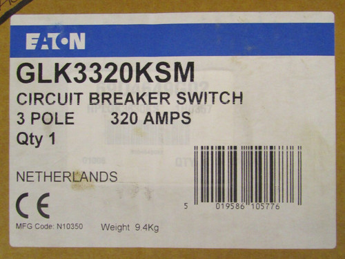 Cutler Hammer Glk3320Ksm 3 Pole 320 Amp Circuit Breaker Switch 240-415 Vac