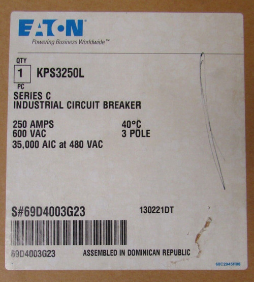 Cutler Hammer Kps3250L Type Kps Circuit Breaker 3 Pole 250 Amp Kps3250