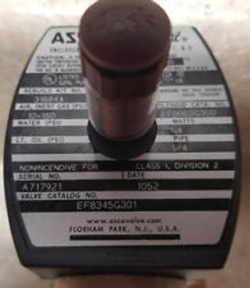 Asco Red-Hat Ef8345G301 1/4"Npt Brass Solenoid Valve
