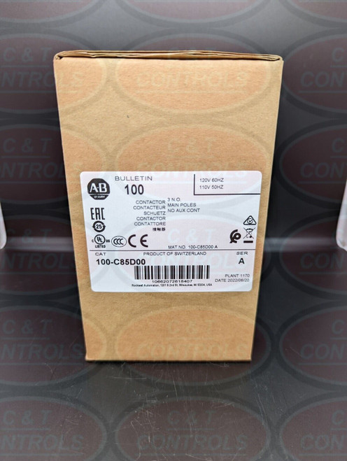 Allen Bradley 100-C85D00 120Vac 85A 3P Contactor No Aux Contact