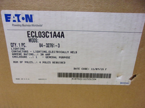 Eaton #Ecl03C1A4A 30A 110/120V Coil Lighting Contactor