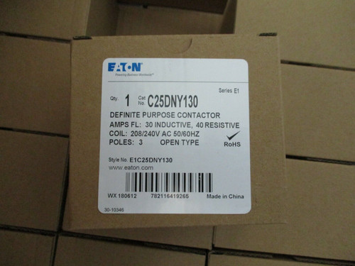 Eaton Cutler-Hammer C25Dny130 3 Pole 30 Amp 208/240V Ac Contactor 30A 40A