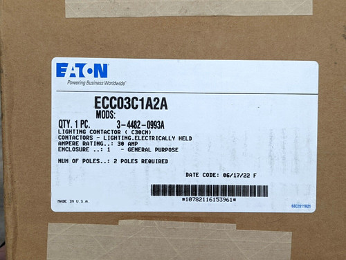 Eaton Ecc03C1A2A Enclosed Lighting Contactor 120V C30Cne20A0 30A