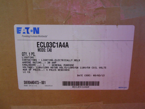 Eaton Ecl03C1A4A Lighting Contactor 30 Amp - 12 Pole
