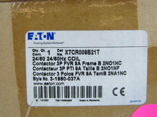 Eaton Xtcr009B21T 24V Dc Iec Magnetic Reversing Contactor Type Xt 3P 9A 24Vac 50