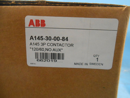 Abb A145-30-00-84 Iec Contactor 3P 145 A 600V 110V Coil A145-30
