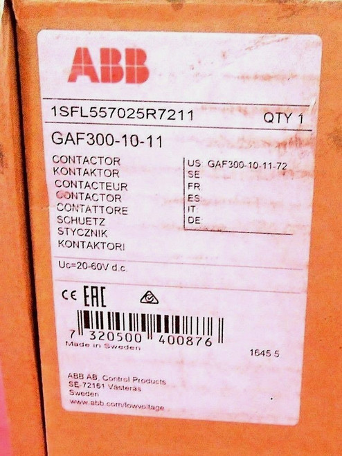 Abb Gaf300-10-11-72 Contactor 1Sfl557025R7211 20-60Vdc