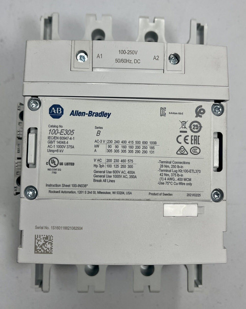 Allen Bradley 100-E305 305A 100-250Vac/Dc Electronic Coil Iec Contactor