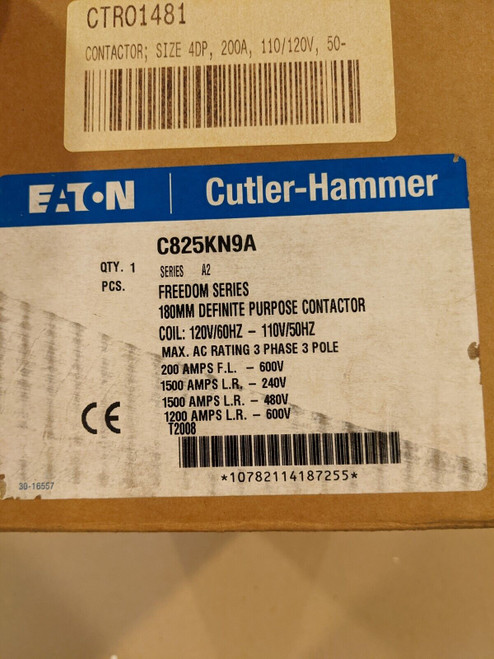 Cutler-Hammer C825Kn9A 180Mm Definite Purpose Contactor 3 Phase 120Vac Coil A2