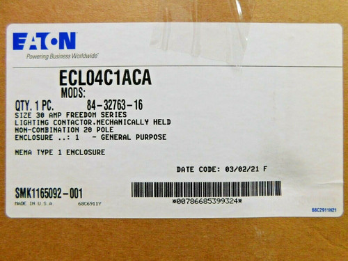 Eaton Ecl04C1Aca Lighting Contactor Mechanically Held 30 Amp 20 Pole