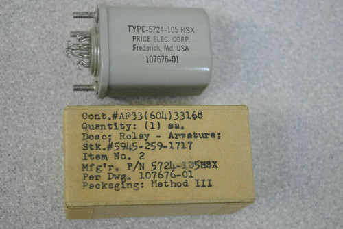 Relay 5724-105Hsx 5945-00-259-1717 425 Ohm 4Pdt 26.5Vdc Hermetic 14 Pin