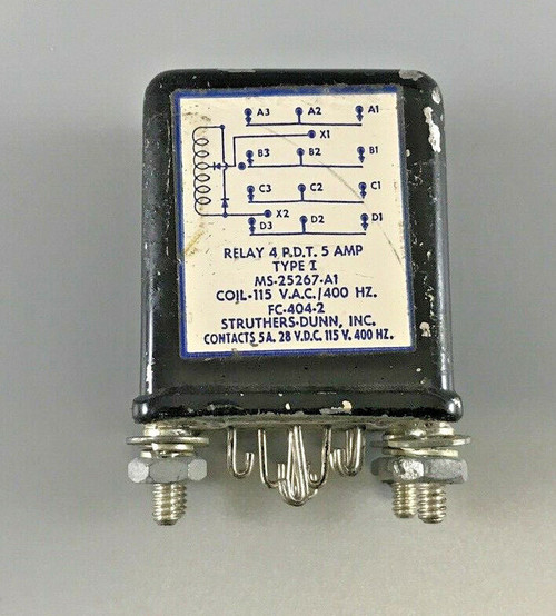 Struthers-Dunn Ms25267-A1 Electromagnetic Relay 5A Coil 115Vac 5A 28Vdc