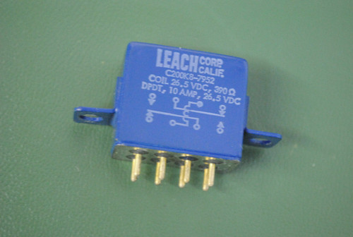 Leach Relay C200K8-7952 5945-00-204-0041 Dk4A005 390 Ohm 2Pdt 26.5Vdc 8 Pin 10A