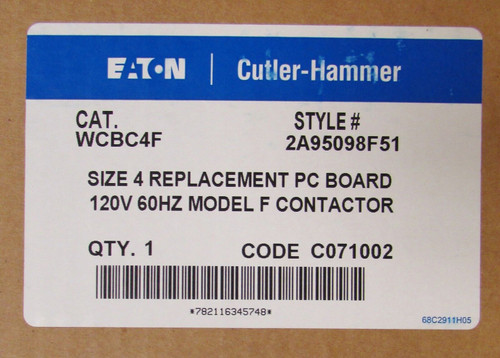 Eaton Cutler Hammer Wcbc4F Advantage W200 W201 Sz 4 Replacement Board 2A95098F51