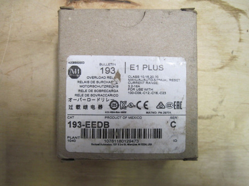 Allen Bradley 193-Eedb E1 Plus 3.2-16A Amp Overload Relay