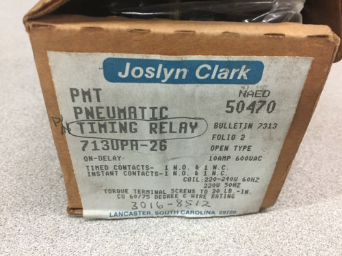 Joslyn Clark 10Amp 600Vac 240Vac Coil Pneumatic Timing Relay 713Upa-2