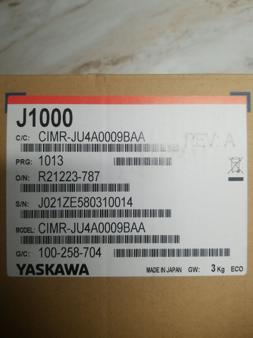 Yaskawa 5Hp Vfd, J1000 CIMR-JU4A0009BAA