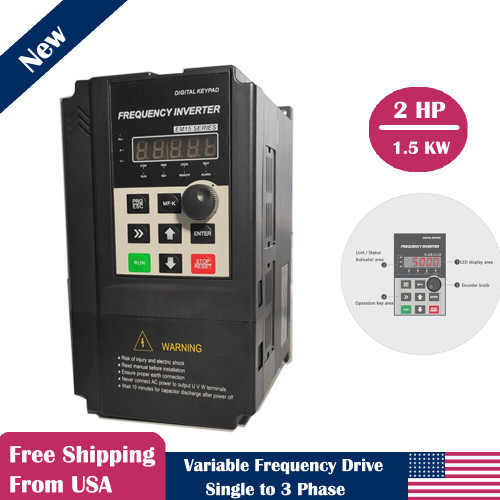 Ato 2Hp 1.5Kw 7A Vfd 120V Input 220V Output Single To 1 Phase/3 Phase Us