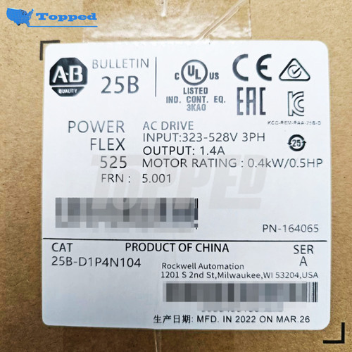 25B-D1P4N104 Powerflex 525 0.4Kw 0.5Hp Ac Drive