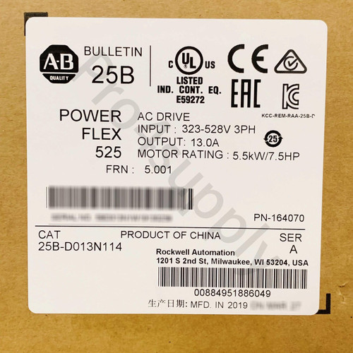 Allen-Bradley Powerflex 525 5.5Kw 7.5Hp Ac Drive 25B-D013N114