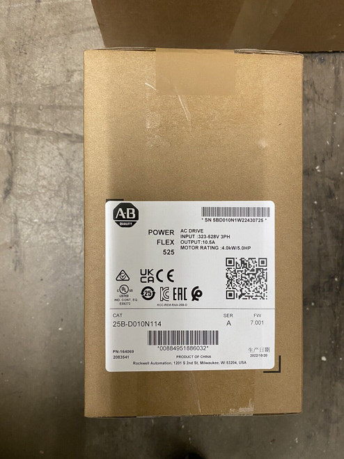 Allen-Bradley Powerflex 525 4Kw 5Hp Ac Drive 25B-D010N114