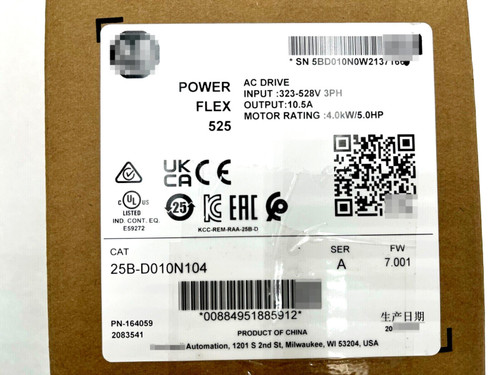 25B-D010N104 Series A Powerflex 525 Ac Drive 5.0Hp
