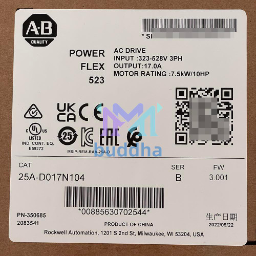 Allen-Bradley 25A-D017N104 /A Powerflex 523 7.5Kw 10Hp Ac Drive Plc