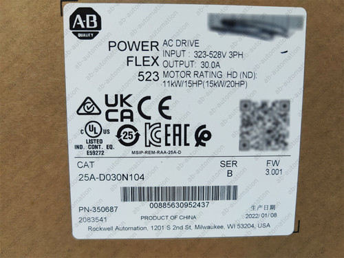 Allen-Bradley 25A-D030N104 Powerflex 523 15Kw (20Hp) Ac Drive 2022