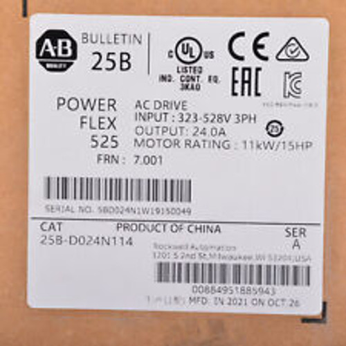 Ab 25B-D024N114 /A Powerflex 525 Ac Drive 11Kw 15Hp